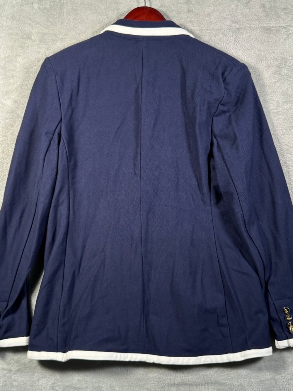 Lauren Ralph Lauren Blazer Womens 10 Navy Two Tone Double Breasted Pique $325 - Picture 12 of 13